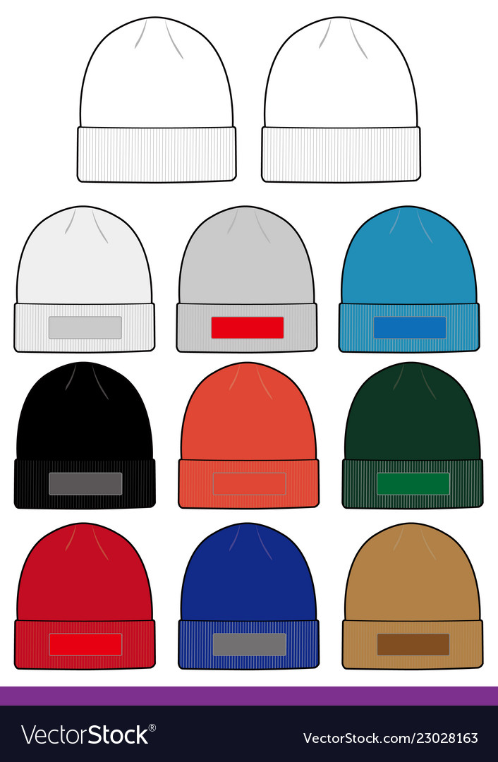 Beanie design fashion technical drawing Royalty Free Vector