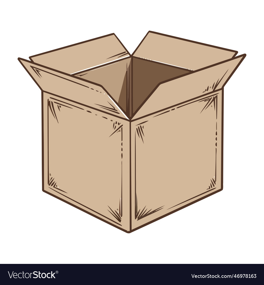 Brown open carton box packing Royalty Free Vector Image