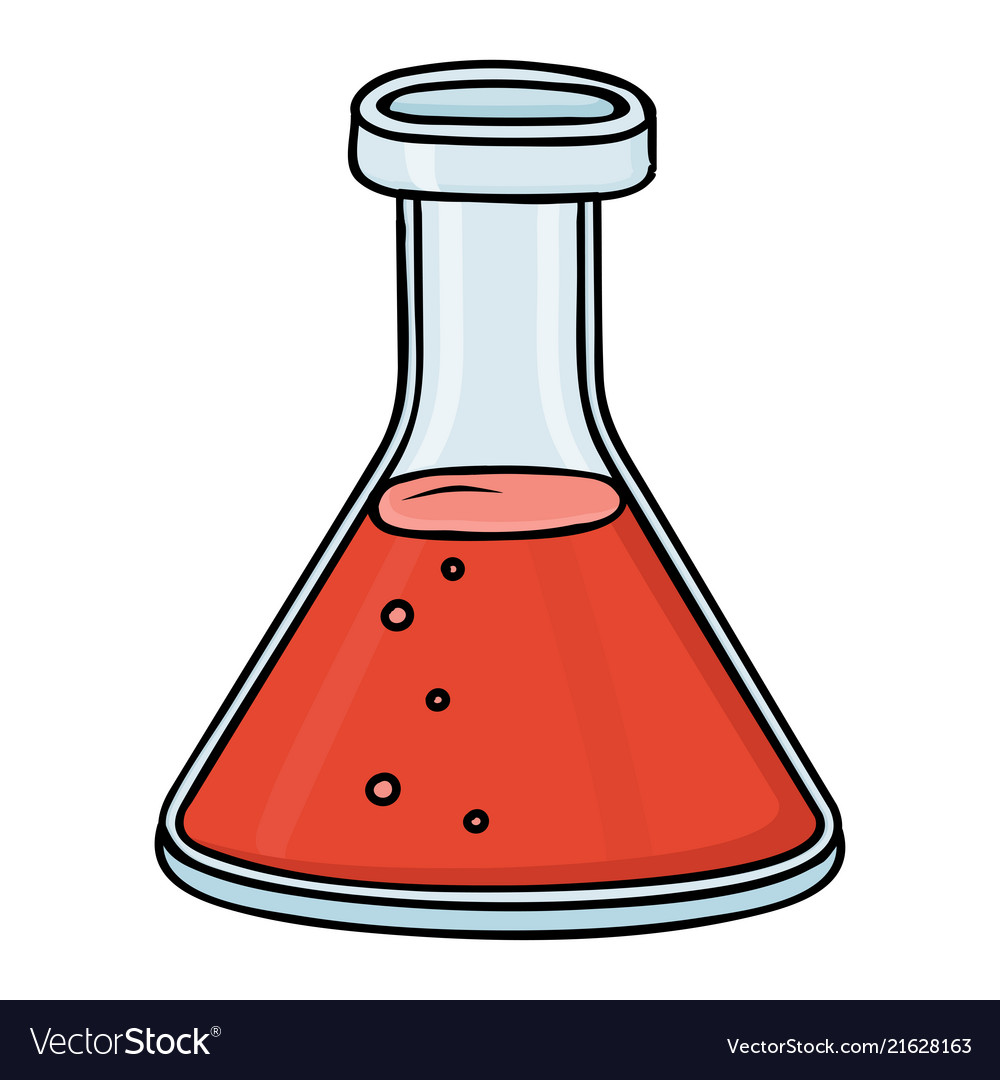 Chemistry flask red doodle style