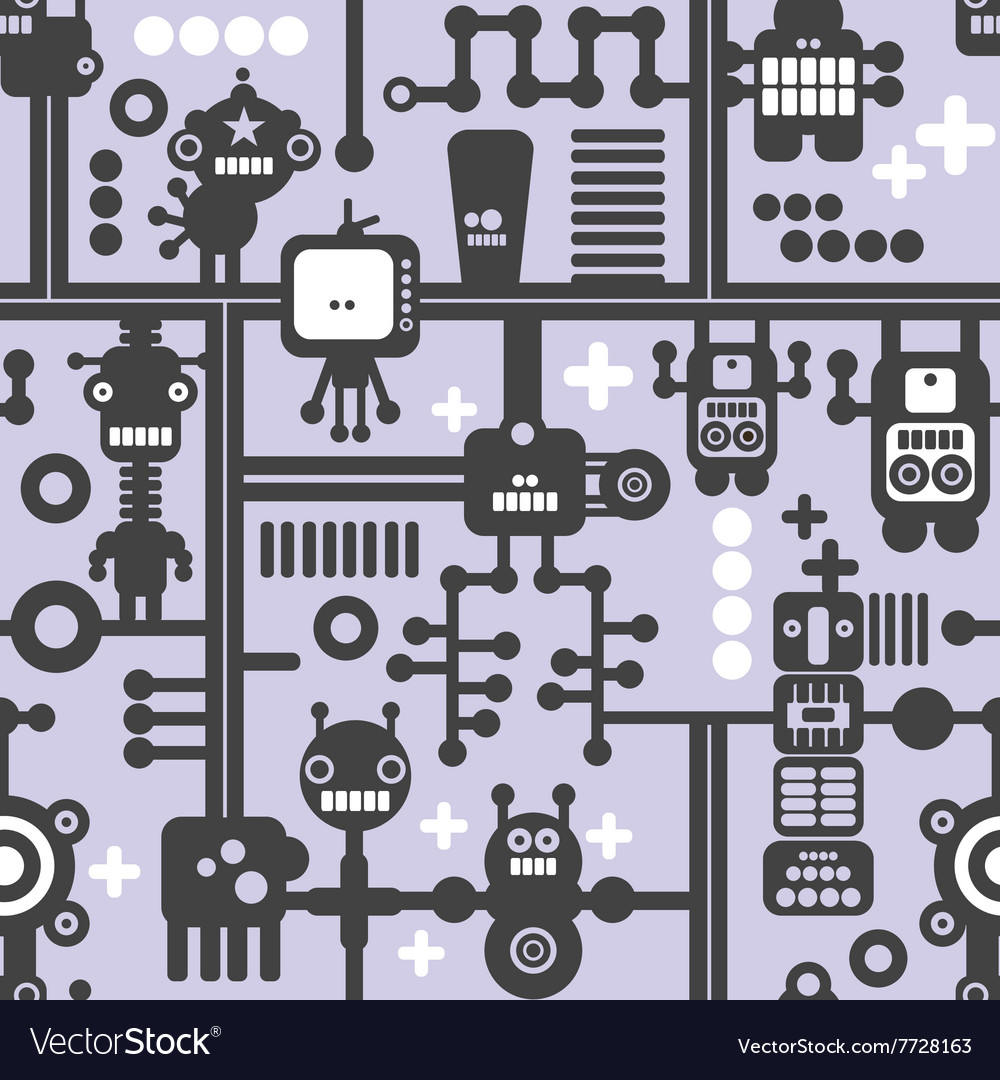 Creative simple background with small robots