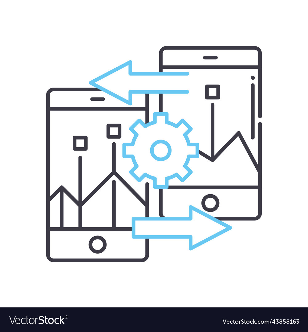 Cross-platform development line icon outline vector image Cross-platform development line icon outline