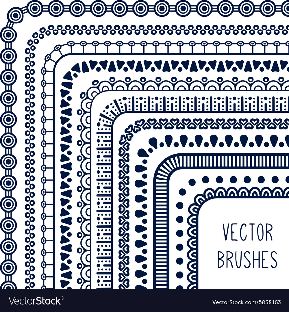 Ethnic hand drawn line border set Royalty Free Vector Image