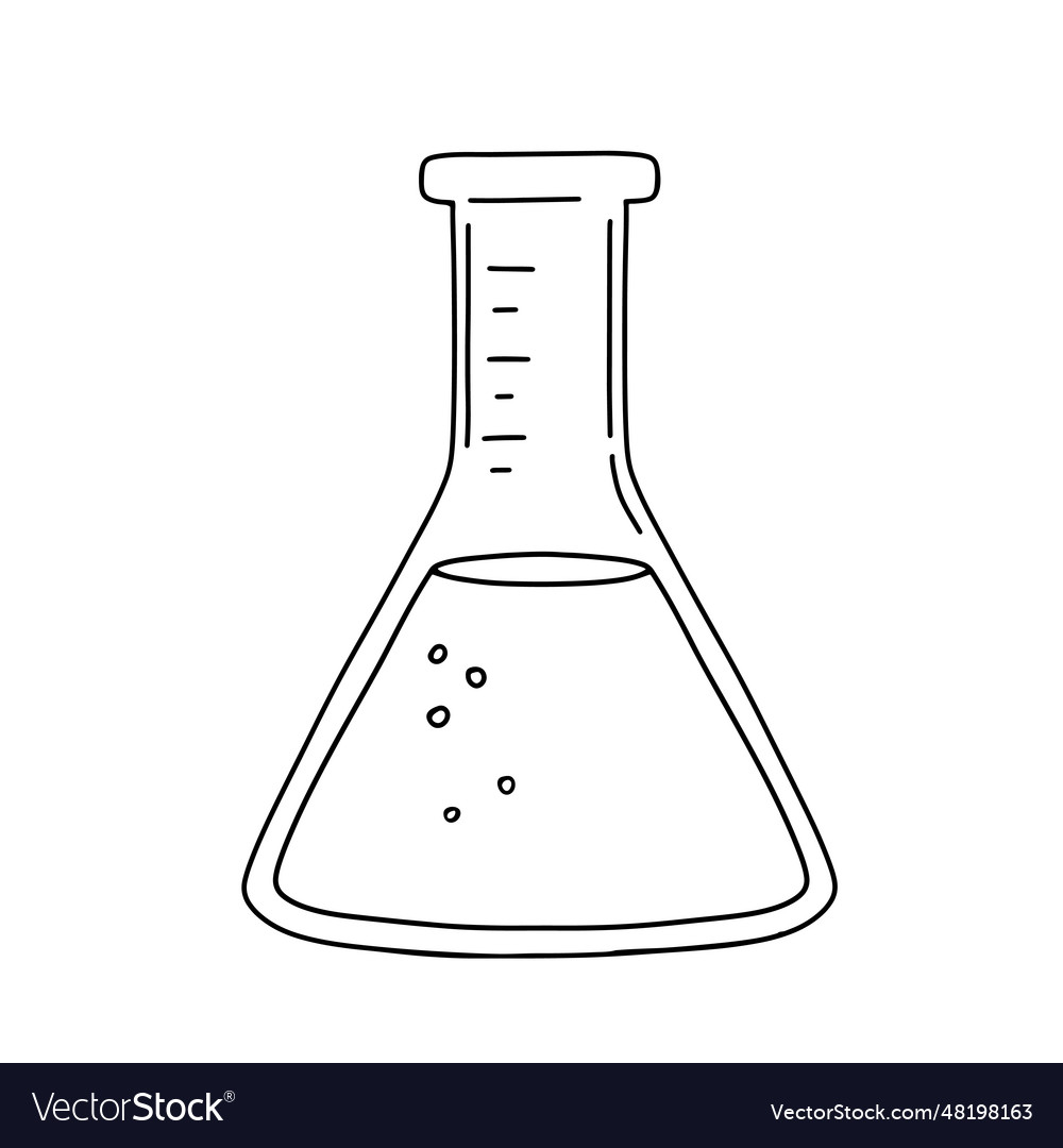 Flask with liquid for scientific experiment