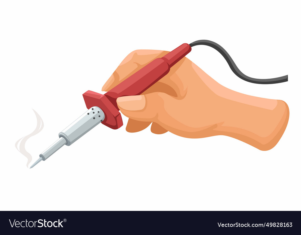 Hand holding soldering iron symbol cartoon