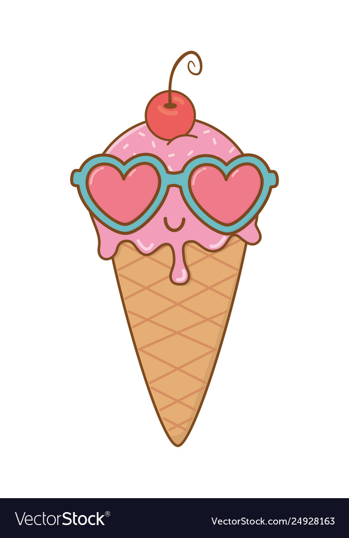 Ice cream and heart sunglasses cherry