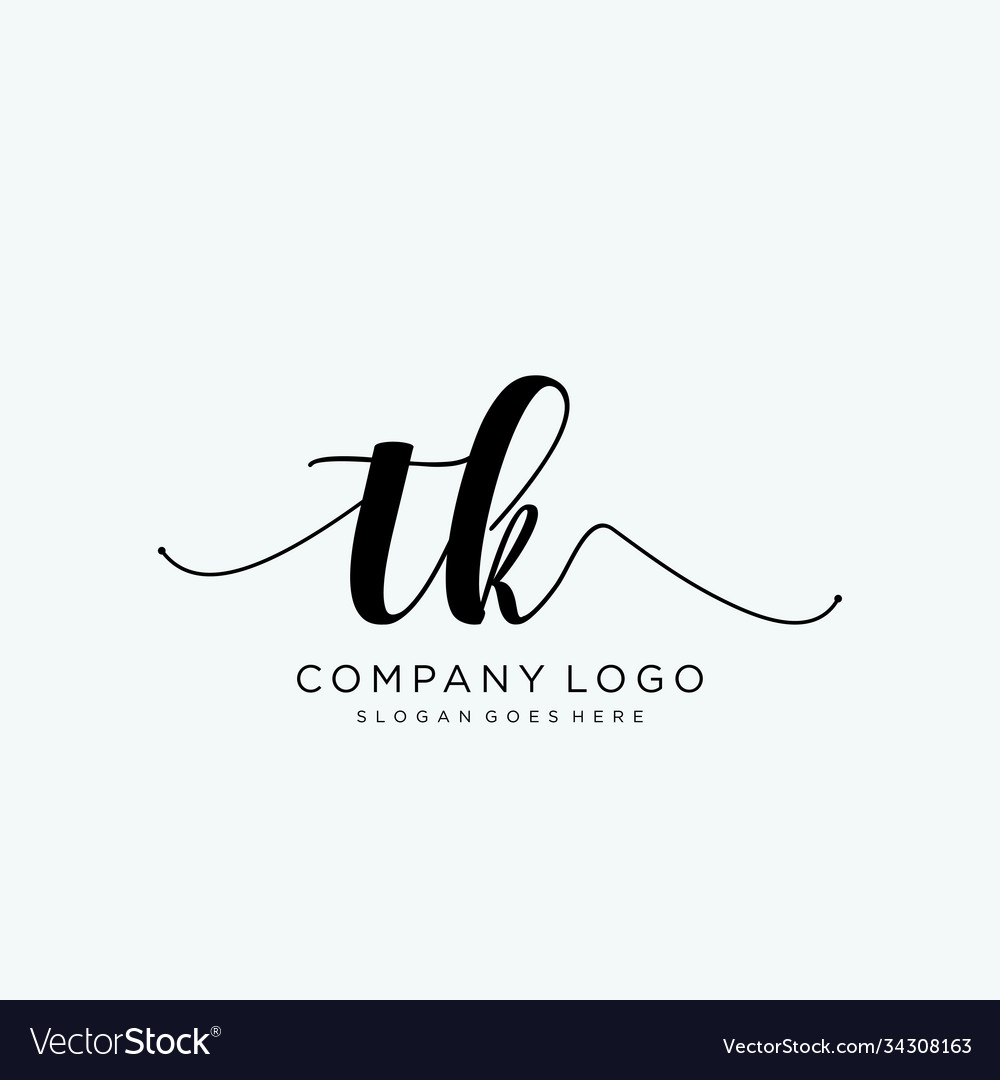 Initial tk handwriting logo with circle template