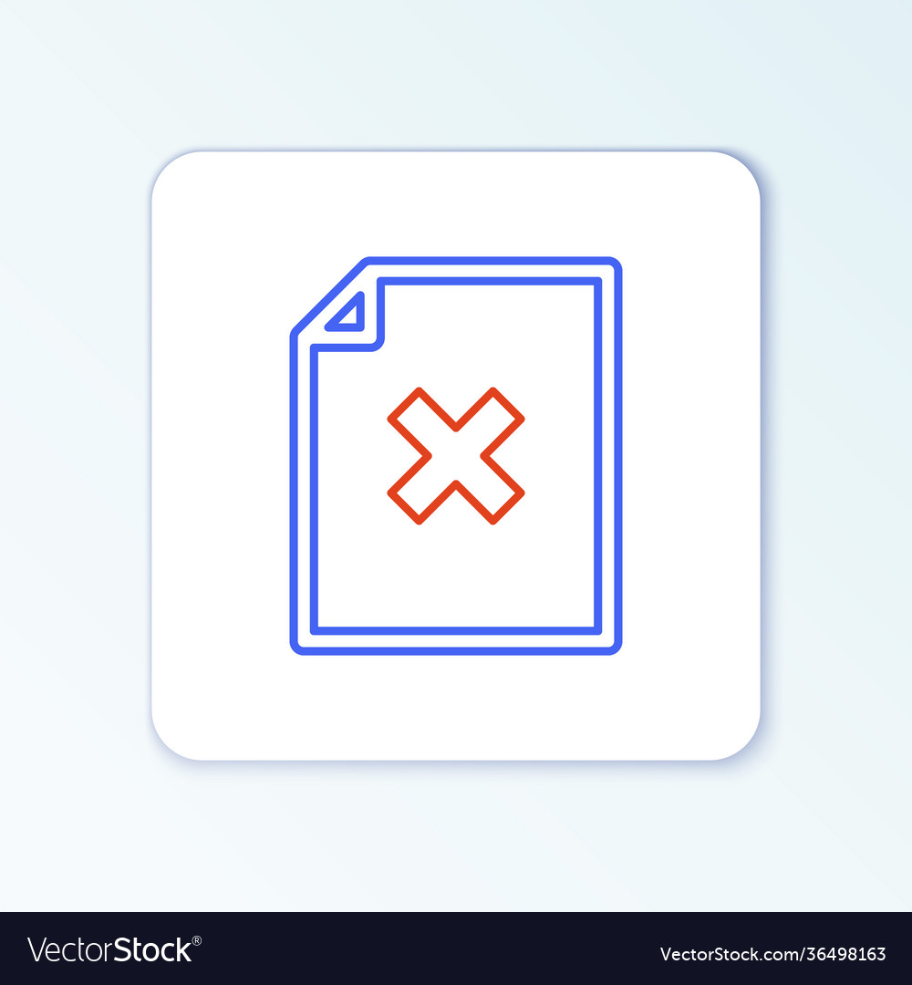 Line delete file document icon isolated on white Vector Image Line delete file document icon isolated on white