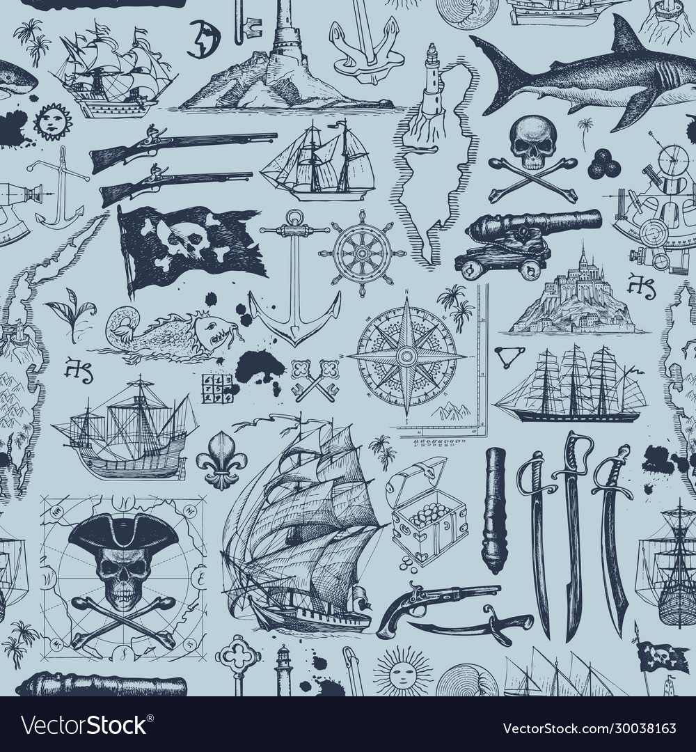 Seamless pattern on pirate theme Royalty Free Vector Image