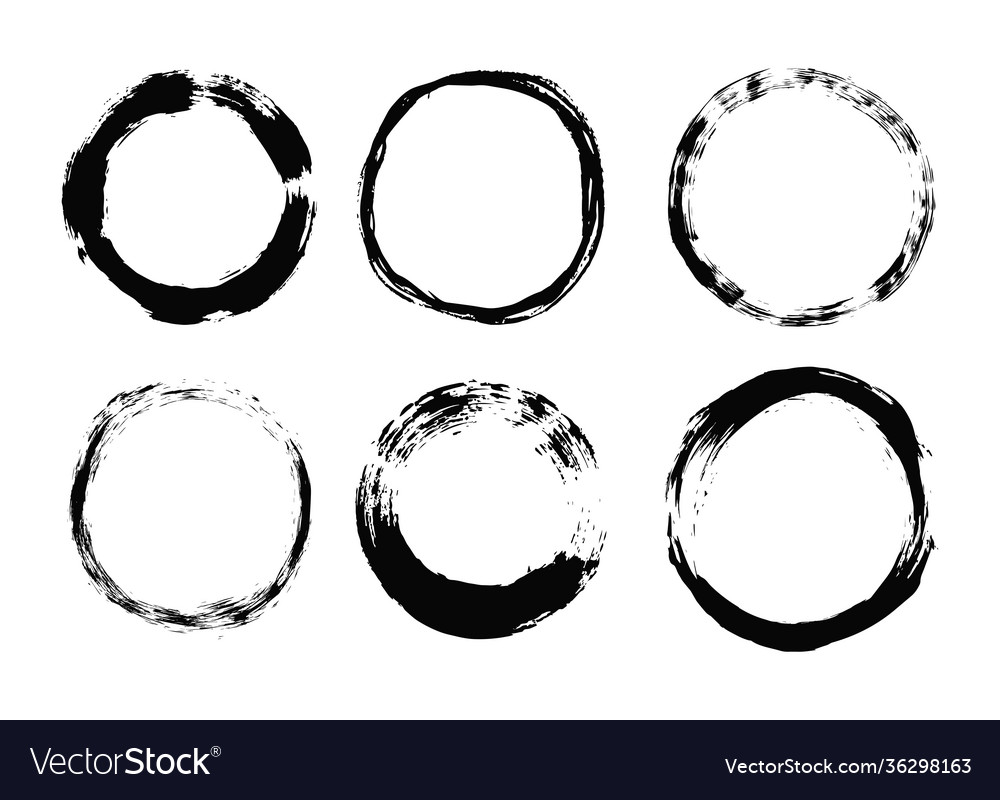 Set grunge circle frames design elements