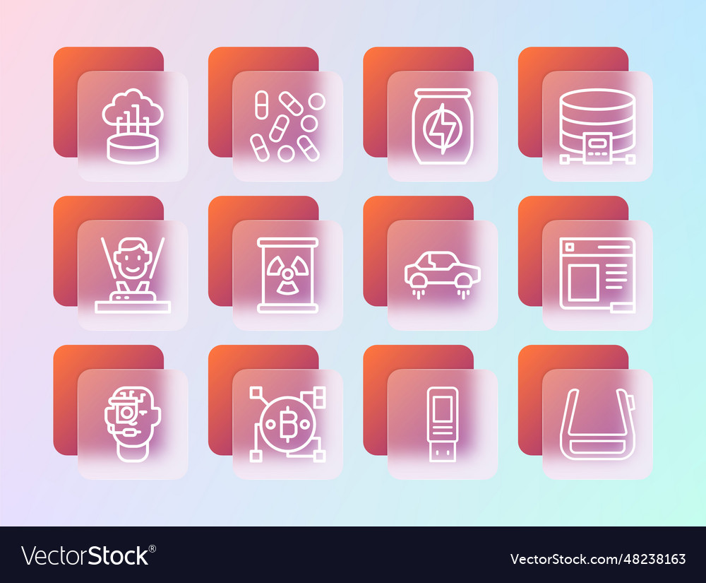 Set line cloud database blockchain technology vector image Set line cloud database blockchain technology