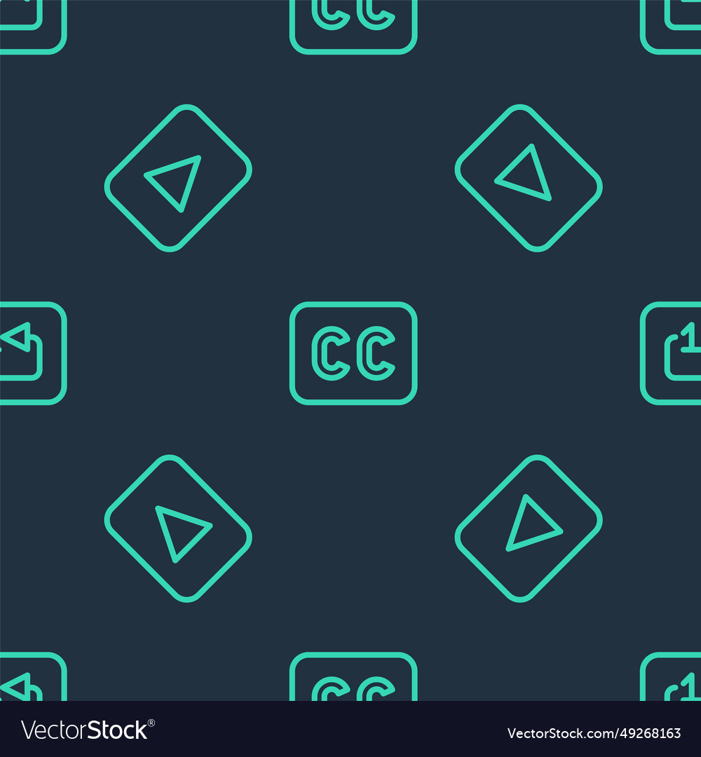 Set line subtitles play button and repeat track vector image Set line subtitles play button and repeat track