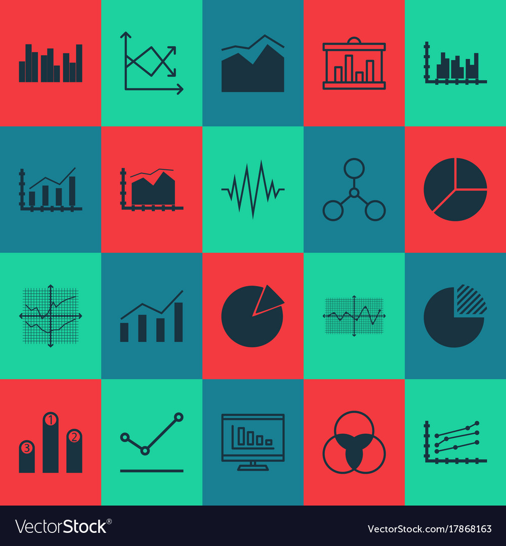 Set of graphs diagrams and statistics icons