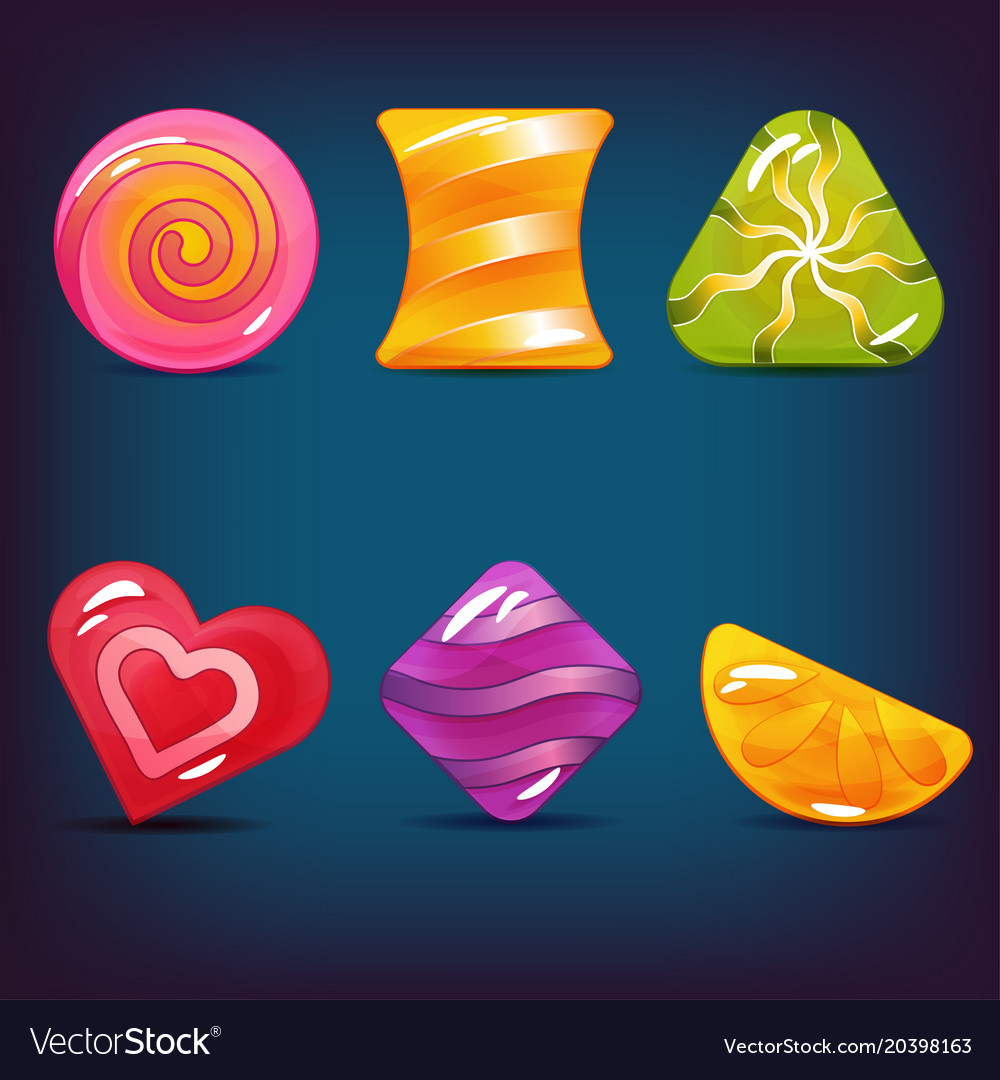 Set von harten Cadies Lollipop und Gelee Icons