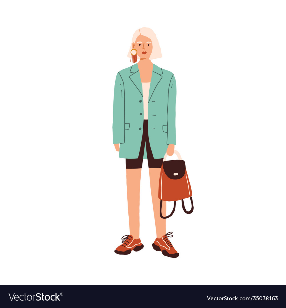 Trendy woman wearing casual outfit female in bike vector image Trendy woman wearing casual outfit female in bike