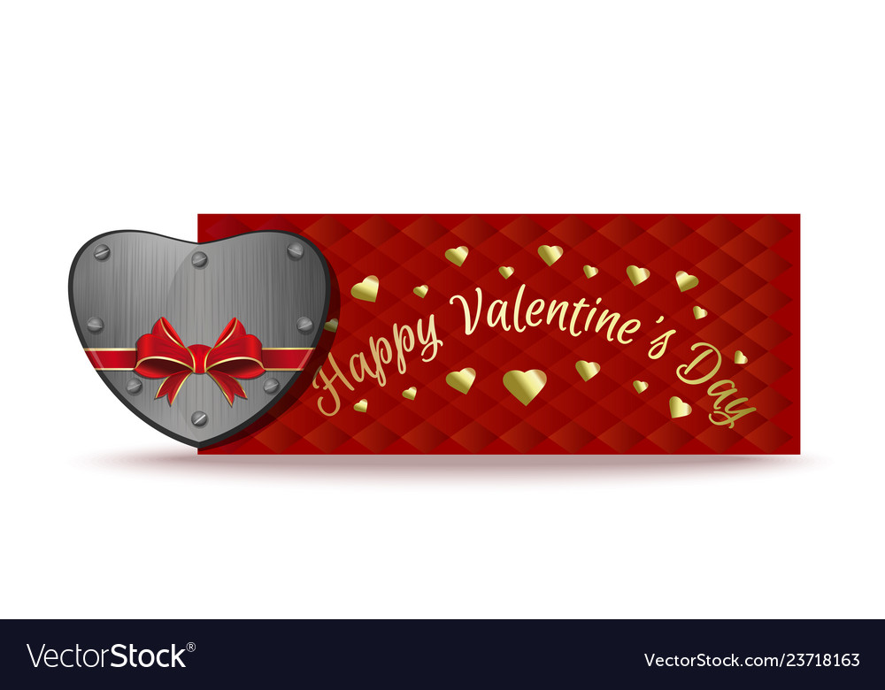 Valentines Day Banner Design With Iron Heart Vector Image