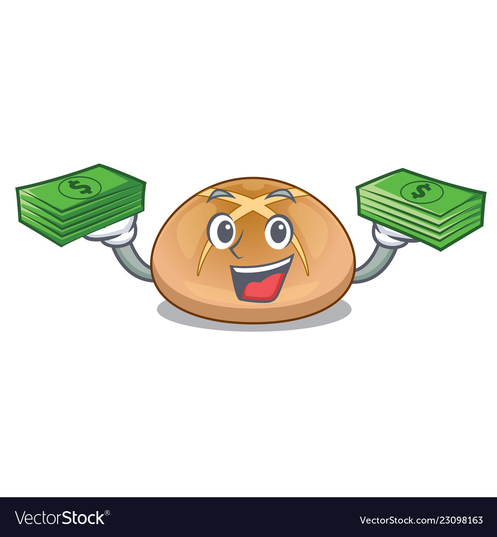 With money cartoon buns traditional hot cross Vector Image With money cartoon buns traditional hot cross