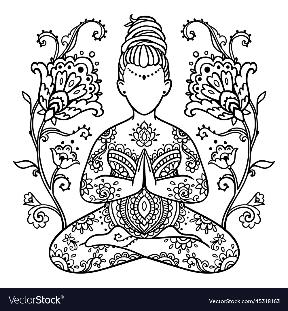 Yoga meditation pose ornamental