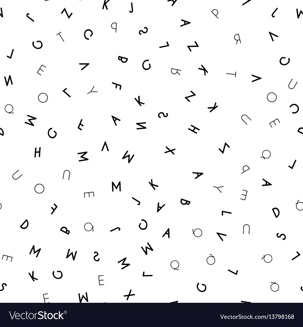 Black letter seamless pattern on white background Vector Image