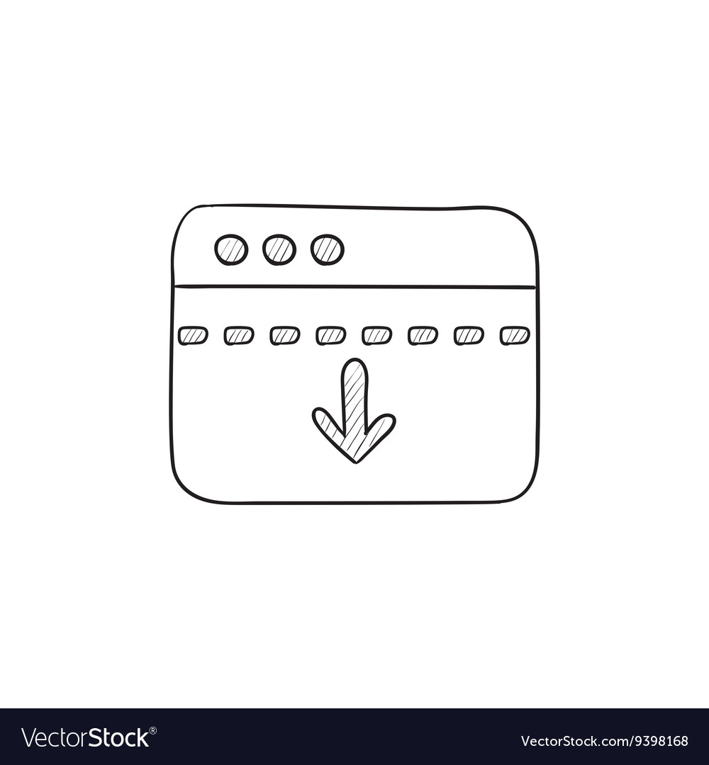 Browser window with arrow down sketch icon
