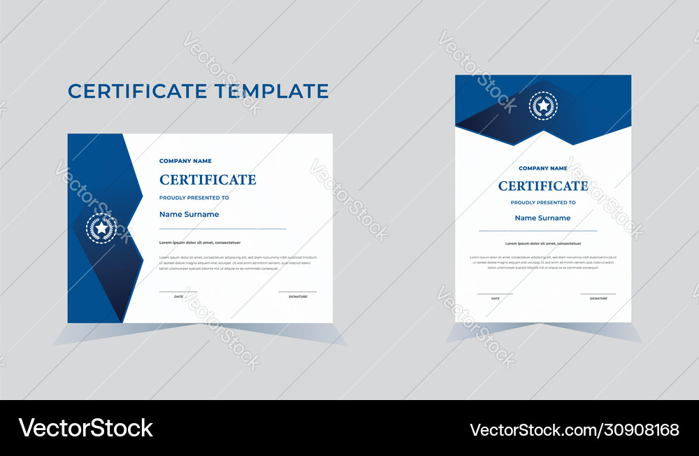 Certificate template with elegant blue color Vector Image