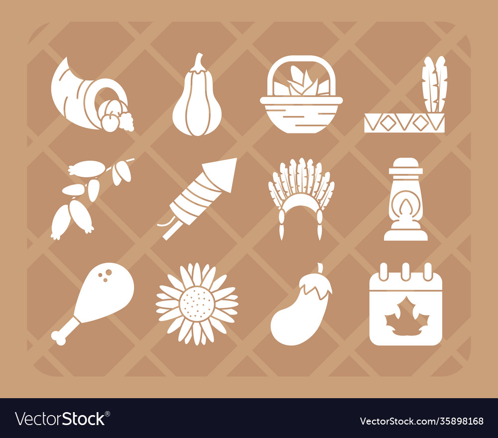 Chicken thigh and thanksgiving icon set