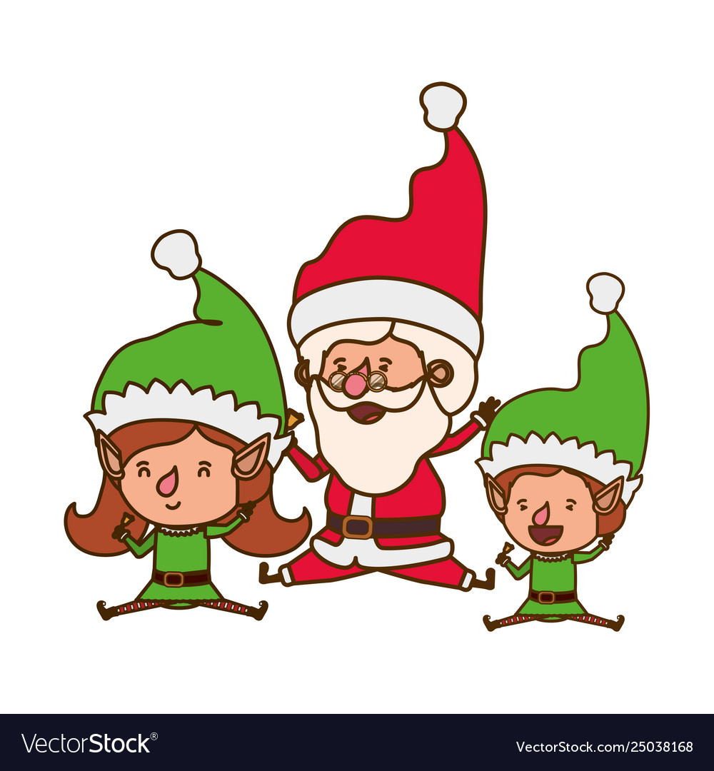 Couple elf with santa claus avatar character