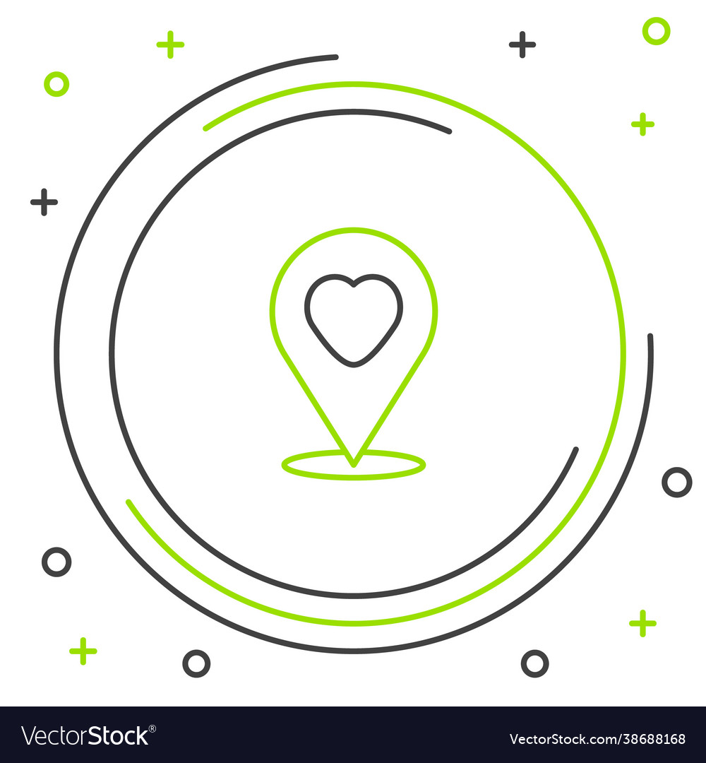 Line map pointer with heart icon isolated on white vector image Line map pointer with heart icon isolated on white