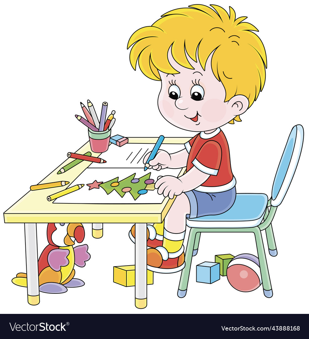 Little Boy Writing A Letter To Santa Claus Vector Image Little Boy Writing A Letter To Santa Claus Vector Image