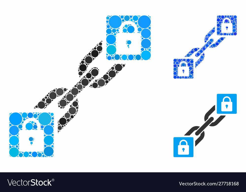 Lock blockchain composition icon circles vector image Lock blockchain composition icon circles
