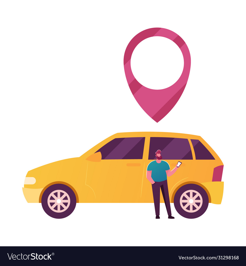 Man Using Car Sharing App