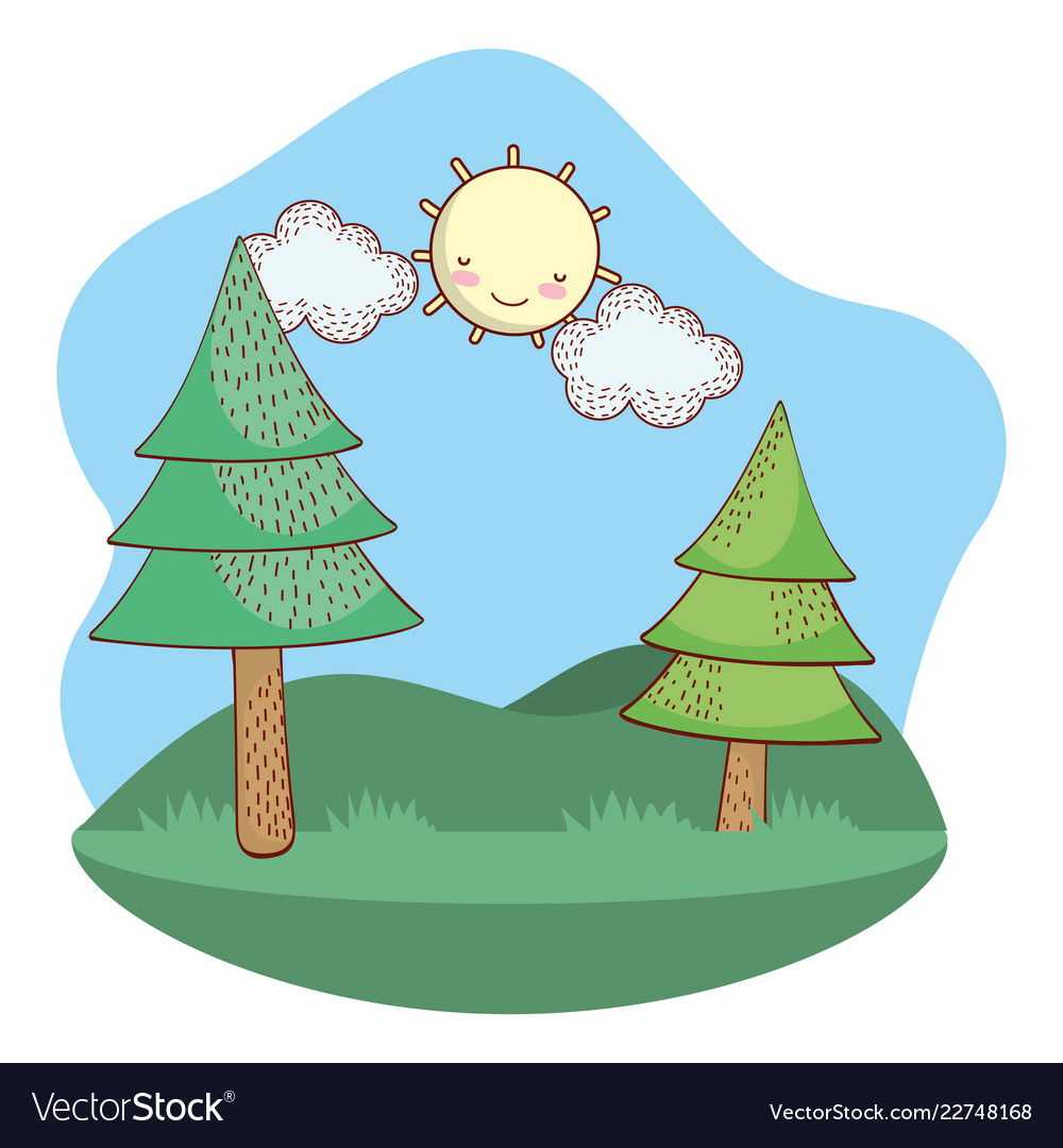 Outdoors landscape scenery cartoon Royalty Free Vector Image