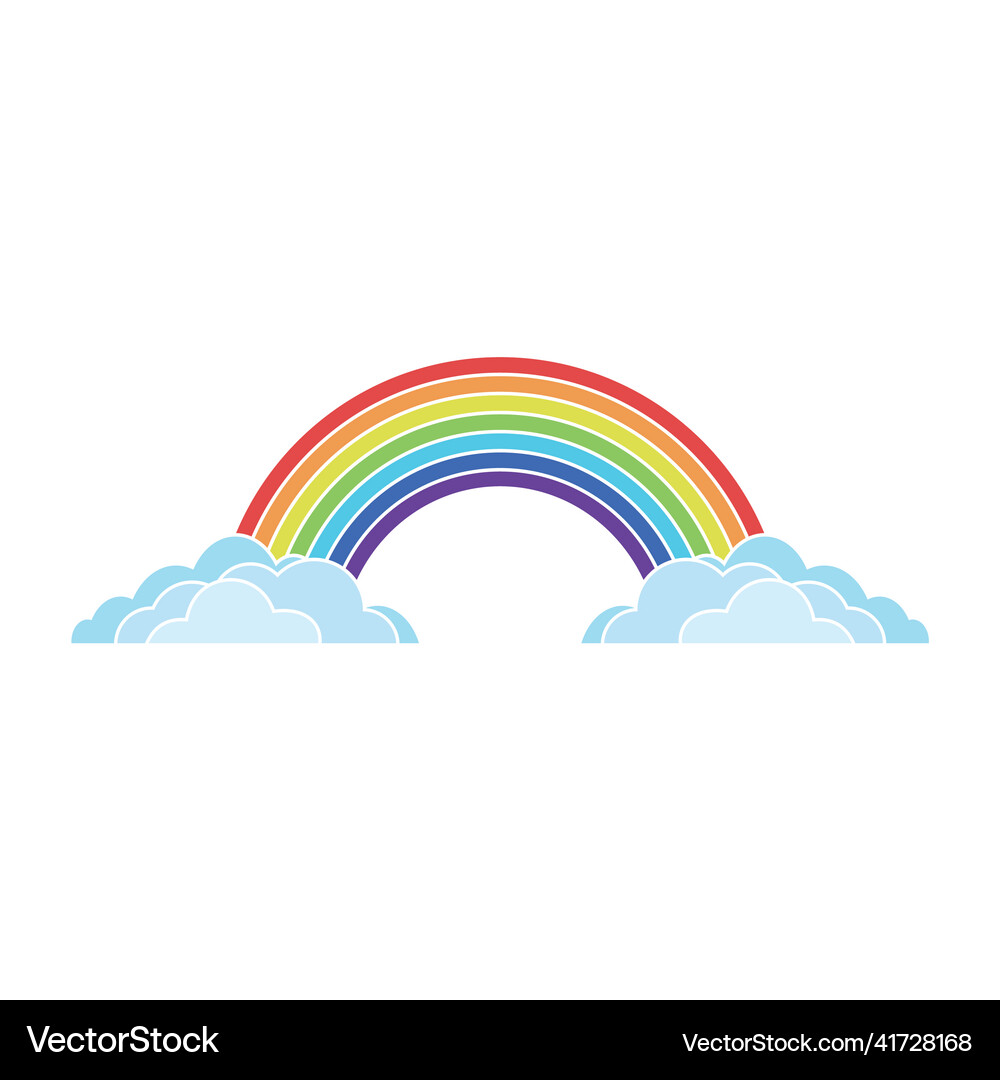 Rainbow with clouds Royalty Free Vector Image - VectorStock