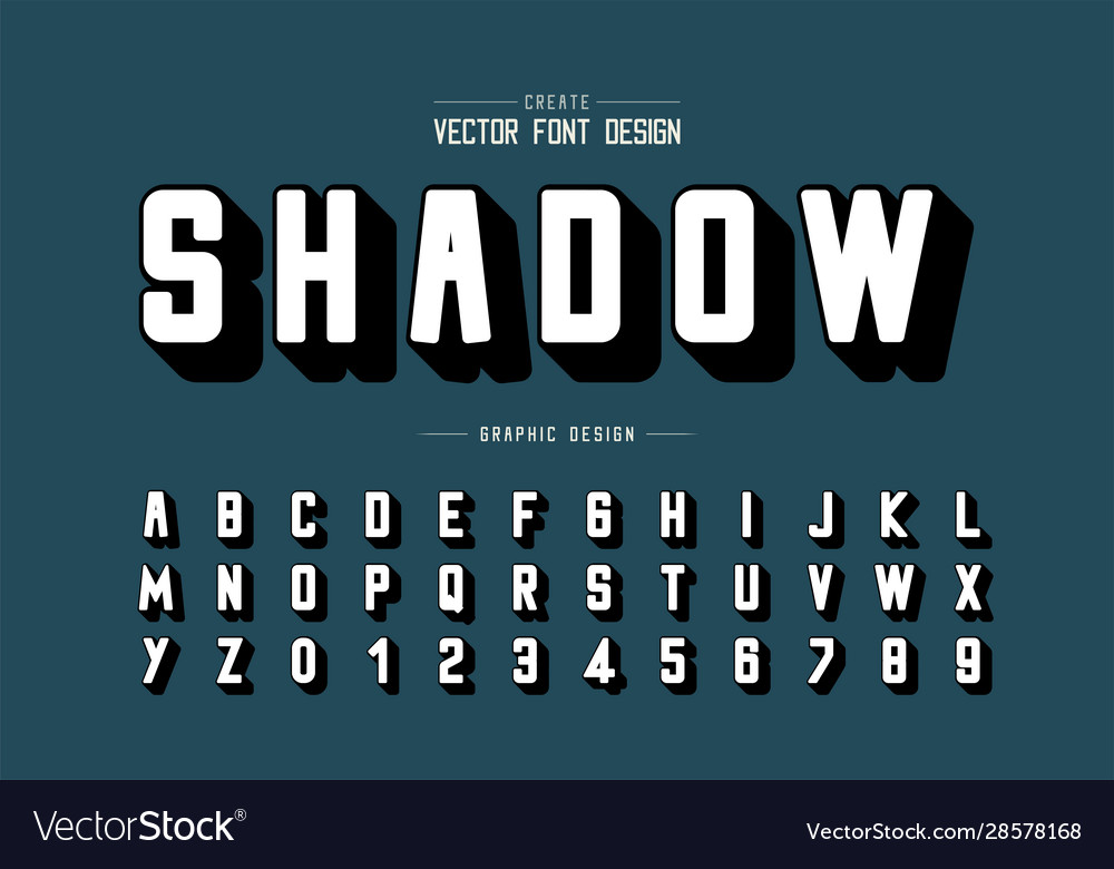 Shadow font and round alphabet typeface