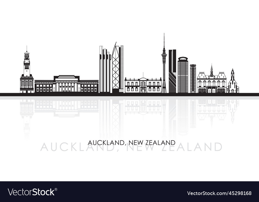 Silhouette Skyline Panorama der Stadt Auckland