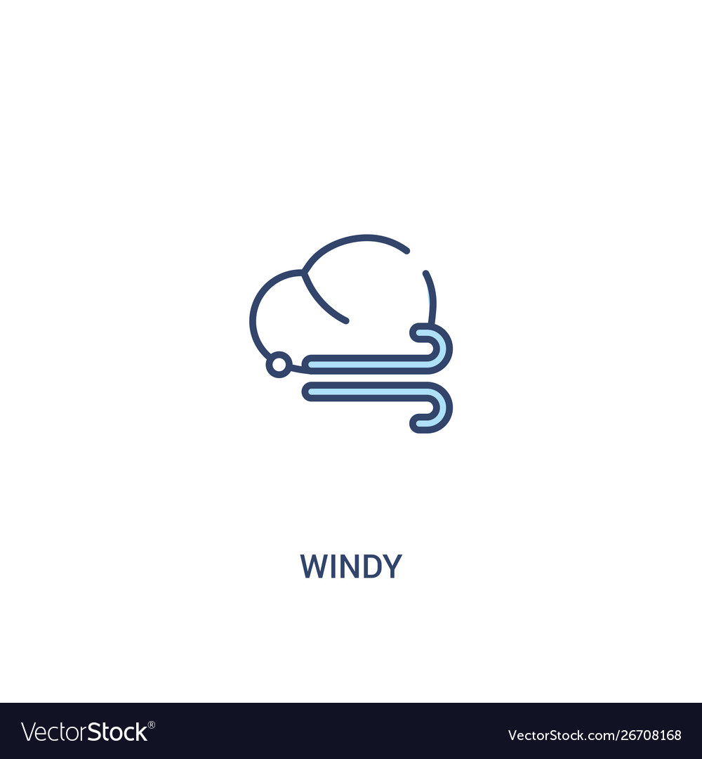 Windy concept 2 colored icon simple line element vector image Windy concept 2 colored icon simple line element