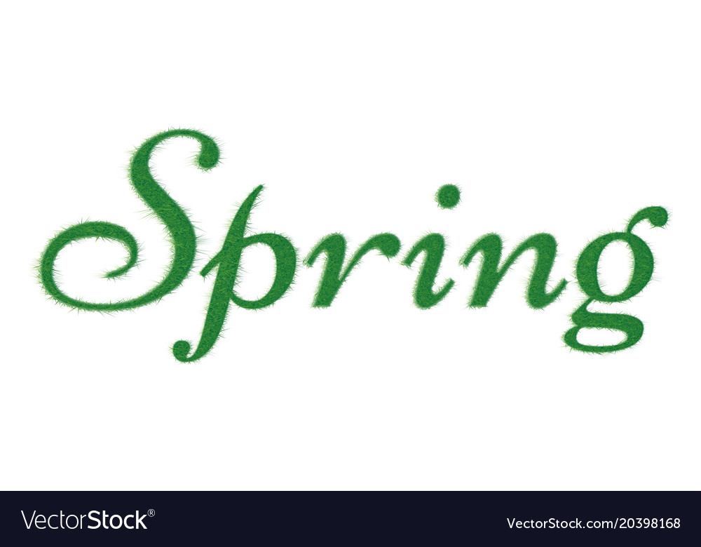 Word is spring written in green grass