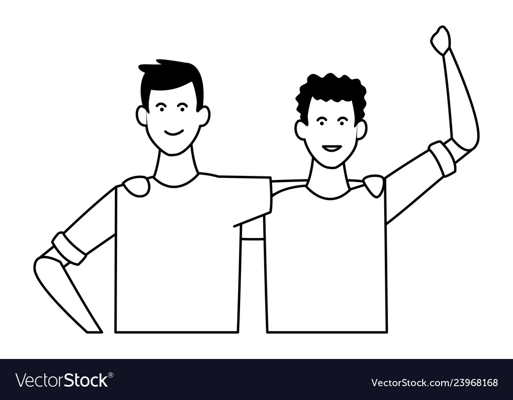 Young men cartoon