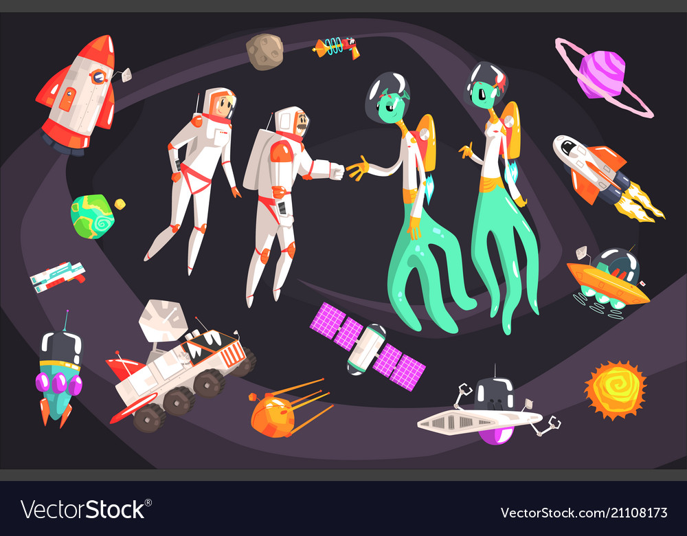 Astronauts Greeting Alien