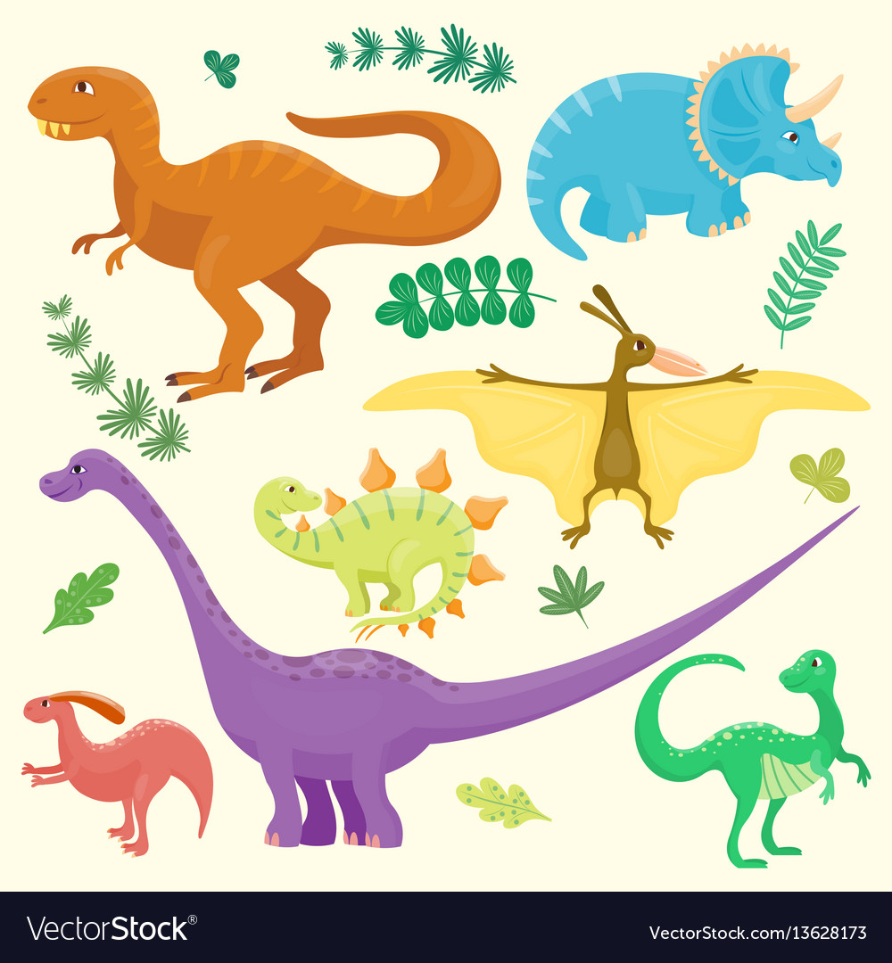 Cartoon dinosaurs isolated Royalty Free Vector Image