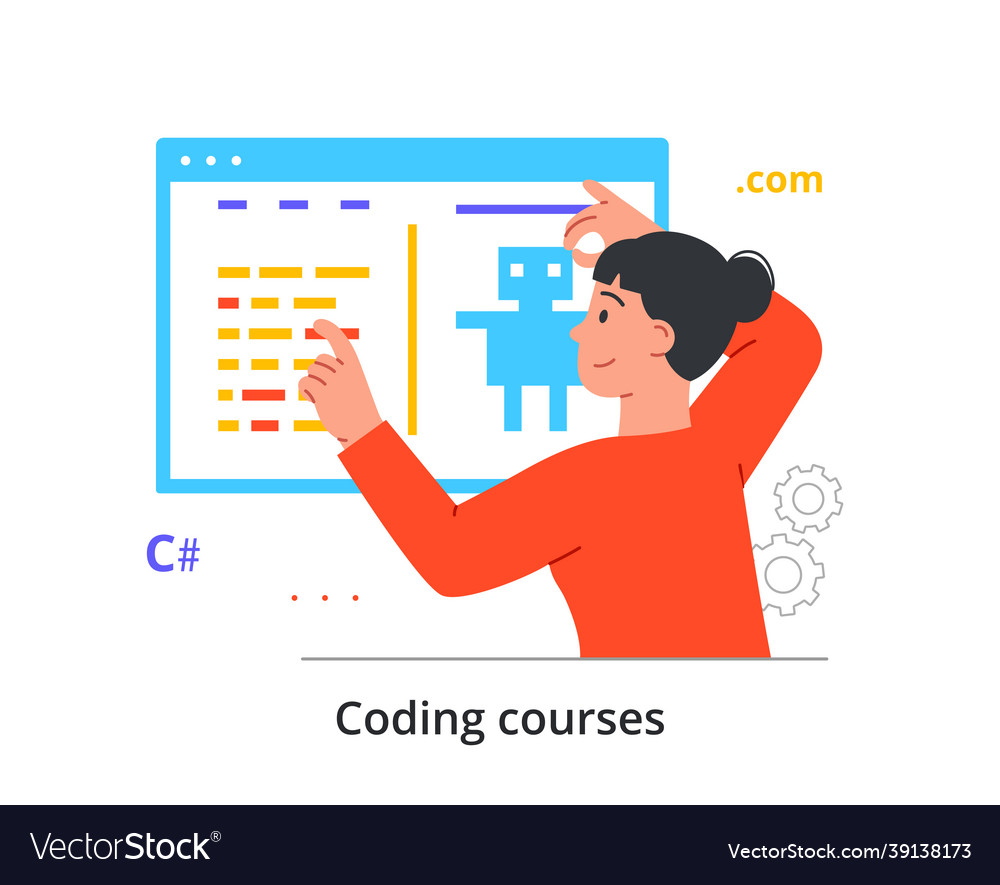 Coding courses concept vector image Coding courses concept