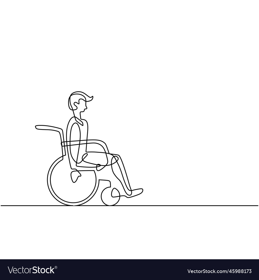 Continuous one line drawing of disable man Vector Image Continuous one line drawing of disable man