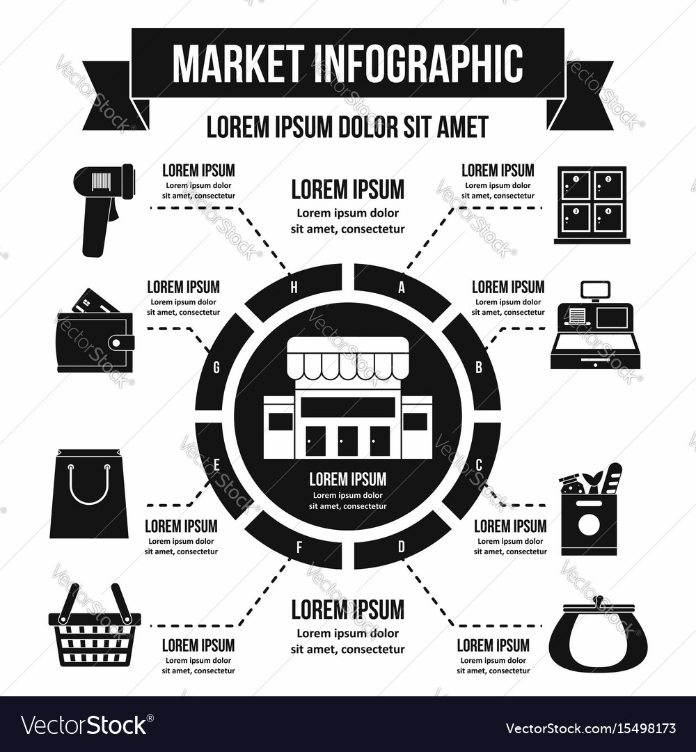 Market infographic concept flat style Royalty Free Vector