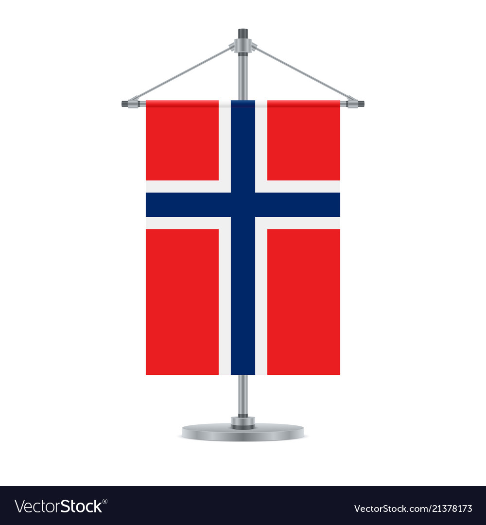 Norwegian flag on the metallic cross pole