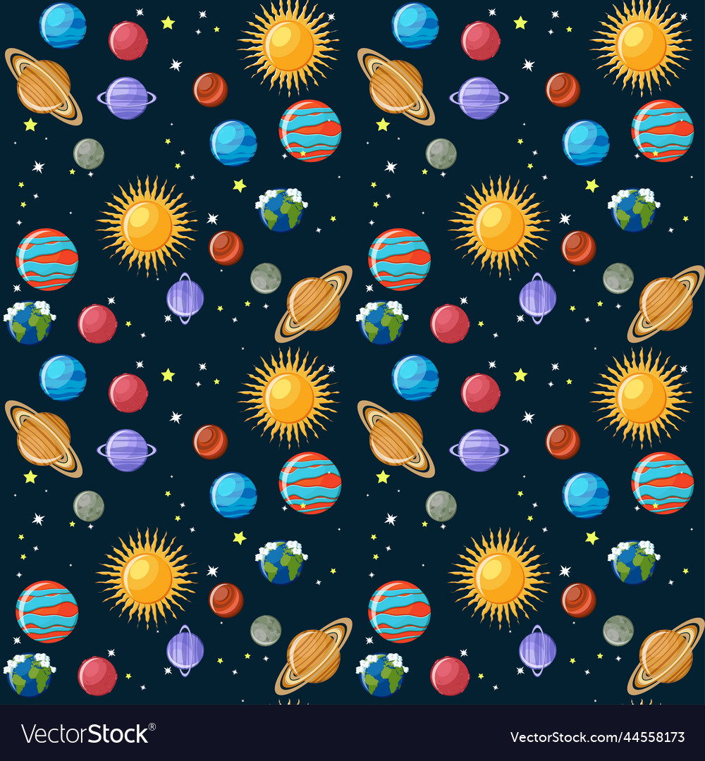 Planets seamless pattern vector image Planets seamless pattern