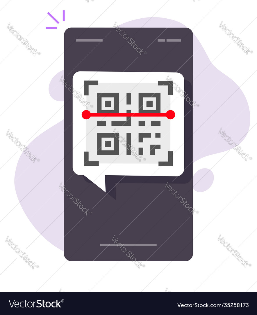 Scanning qr code via mobile cellphone vector image Scanning qr code via mobile cellphone