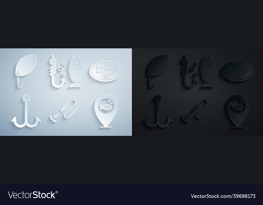 Set fishing line with hook and float trophy Vector Image Set fishing line with hook and float trophy