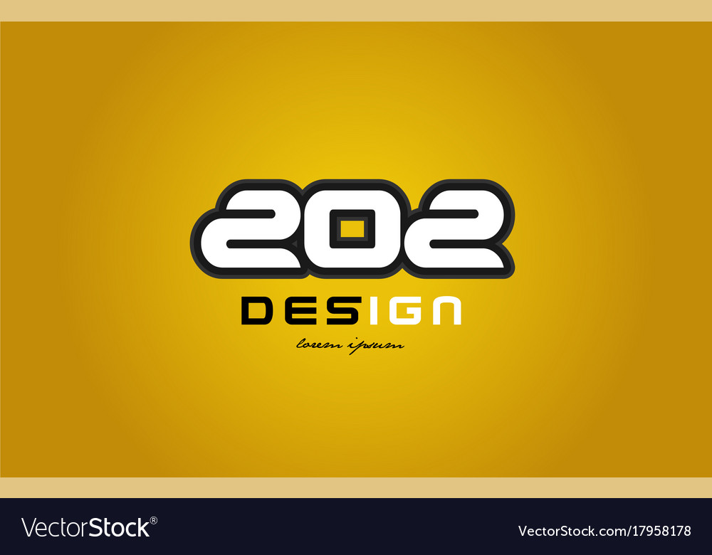 202 number numeral digit white on yellow Vector Image