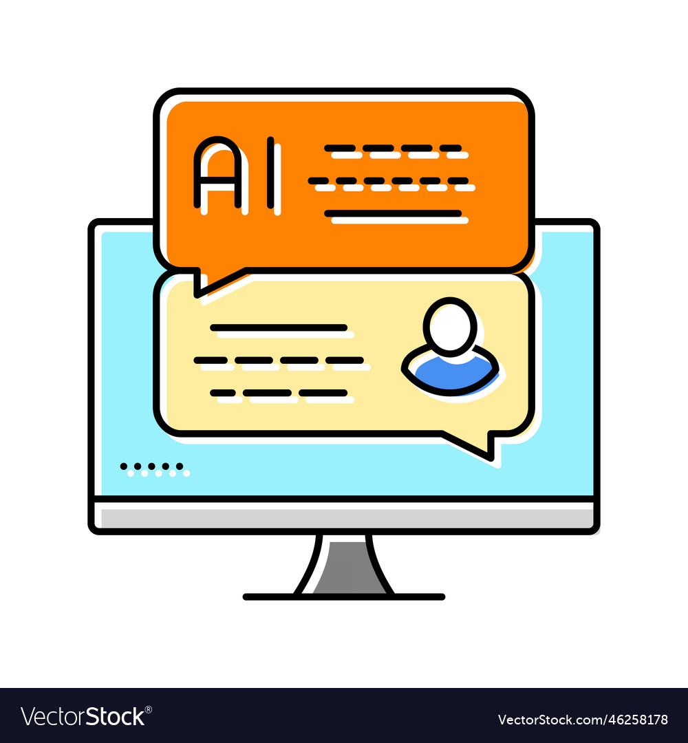 Artificial chat bot color icon Vector Image Artificial chat bot color icon
