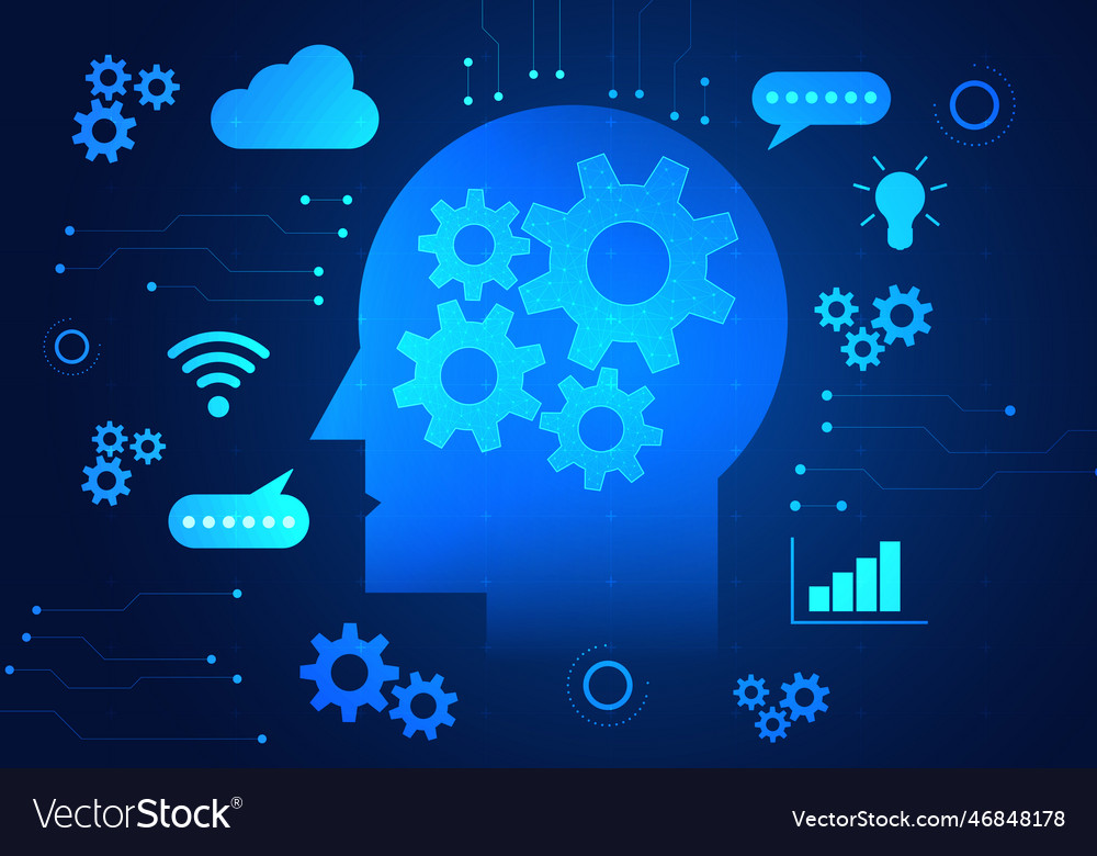 Artificial intelligence robot has a cog vector image Artificial intelligence robot has a cog