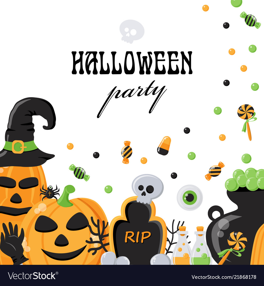 Background for halloween party with objects Vector Image Background for halloween party with objects